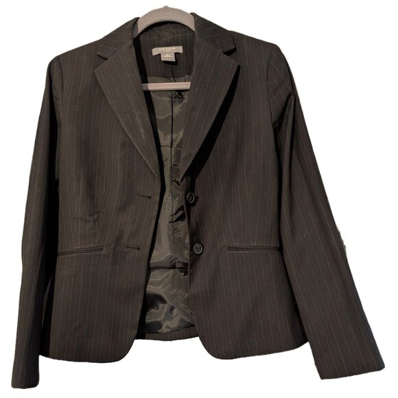 Ann Taylor Pinstripe Fitted Blazer Sz 4P - Picture 1 of 6